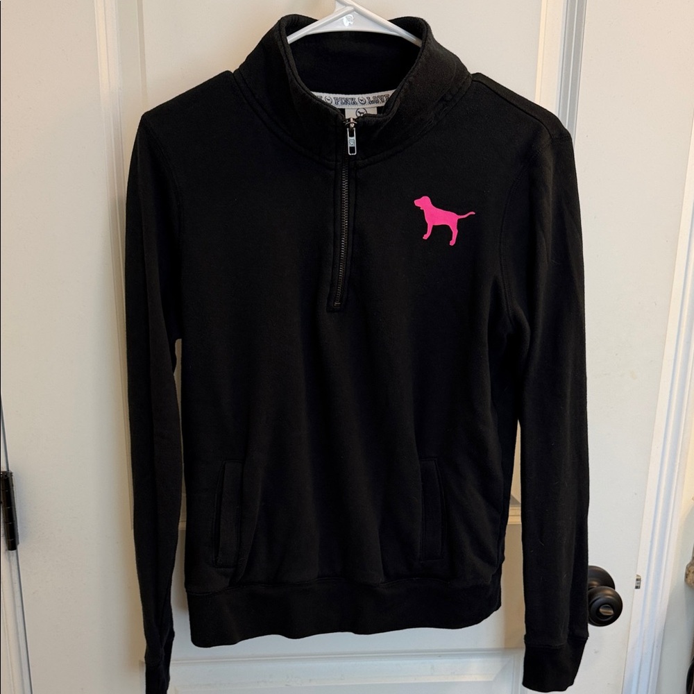 PINK Victoria Secret 1/4 Zip Black Pullover